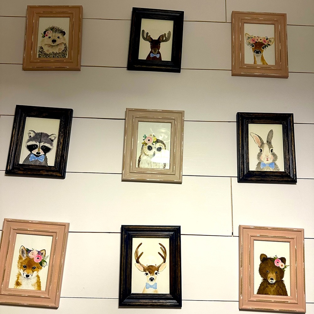 9 framed woodland nursery prints